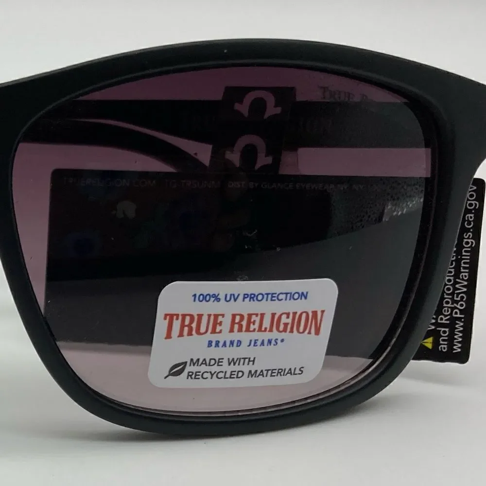 NWT True Religion TRM 1756 Unisex Black Sunglasses